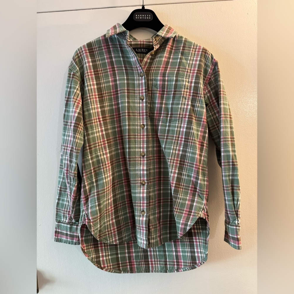 Ralph Lauren Black Label Plaid 100% Cotton Button Up Shirt Size XS